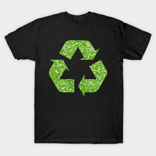 Green Faux Glitter Recycle Symbol T-Shirt